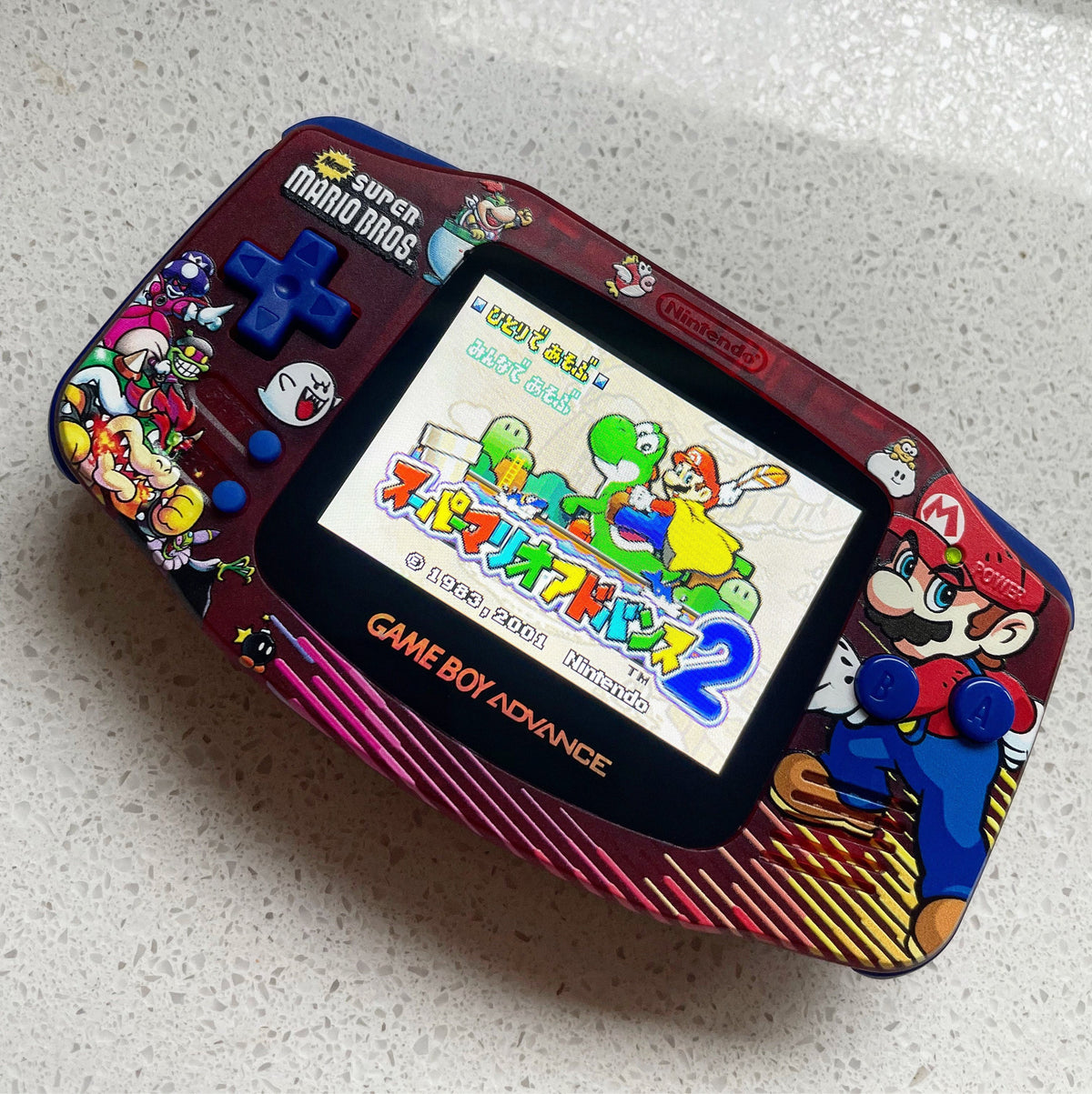 Nintendo Gameboy Advance Game Boy Backlit Modified IPS V2 Led Lcd Super Mario bros.