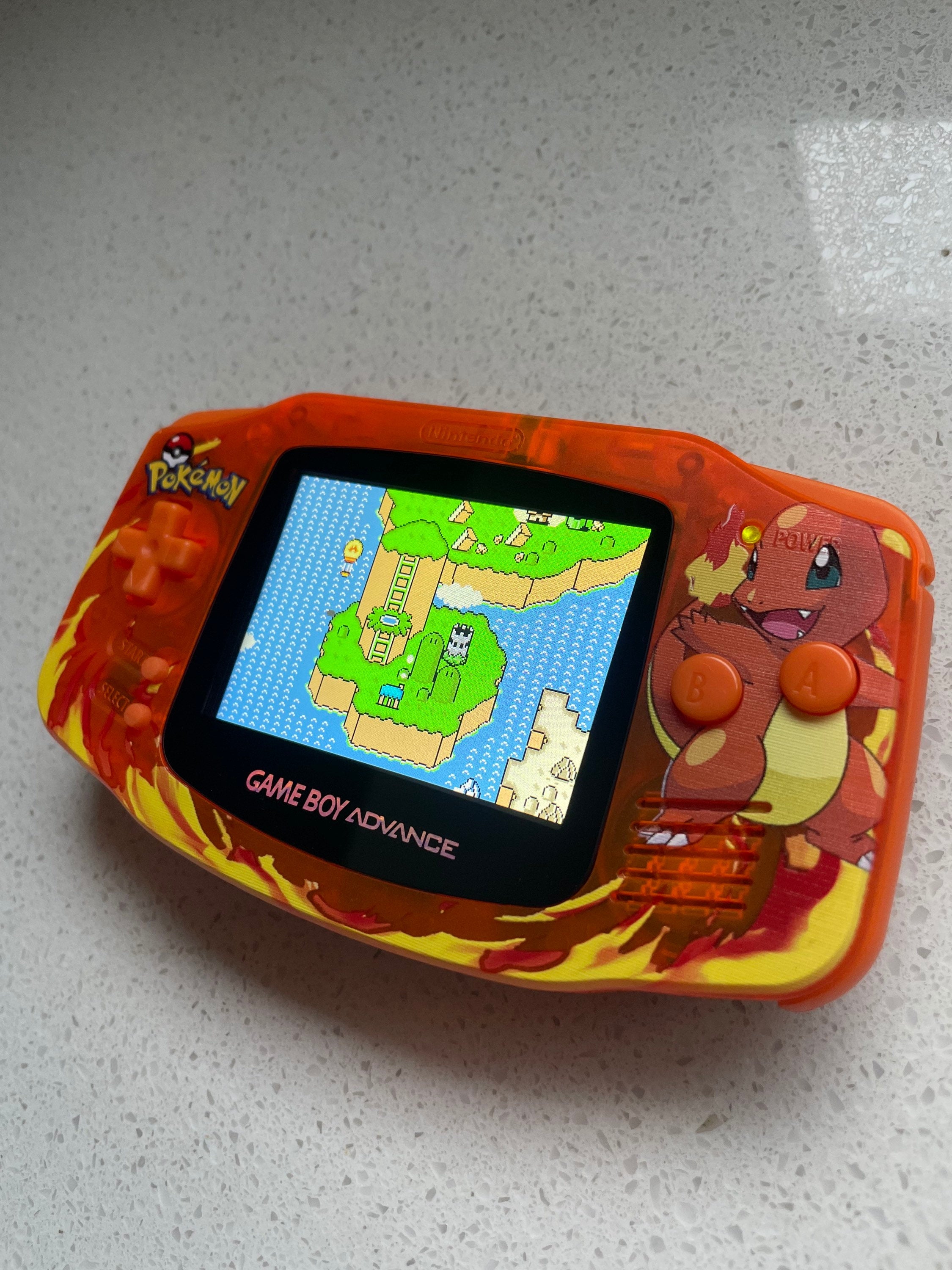 NINTENDO GAME BOY ADVANCE BACKLIT MODIFIED IPS V2 LED LCD CHARMANDER POKÉMON