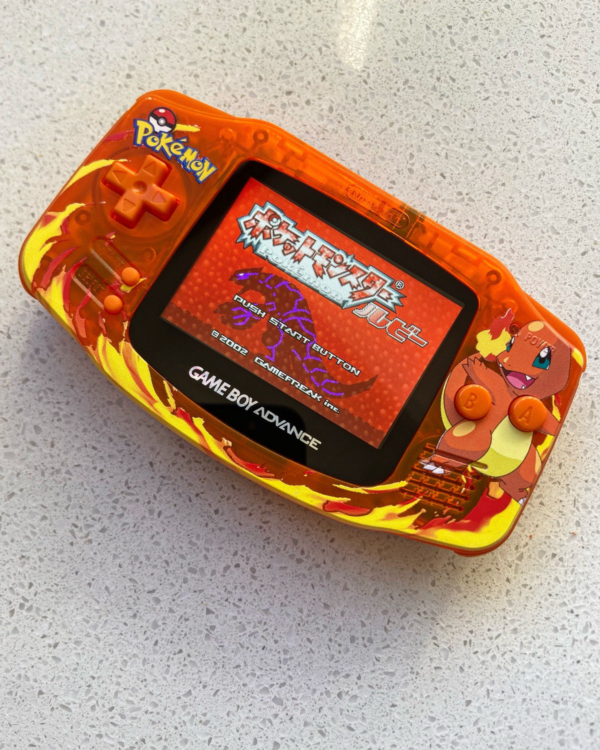 NINTENDO GAME BOY ADVANCE BACKLIT MODIFIED IPS V2 LED LCD CHARMANDER POKÉMON