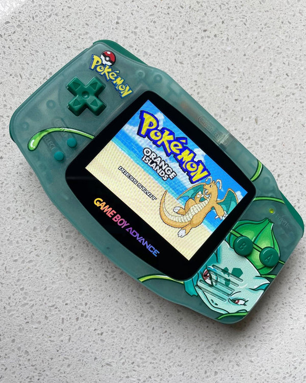 NINTENDO GAME BOY ADVANCE BACKLIT MODIFIED IPS V2 LED LCD BULBASAUR POKÉMON