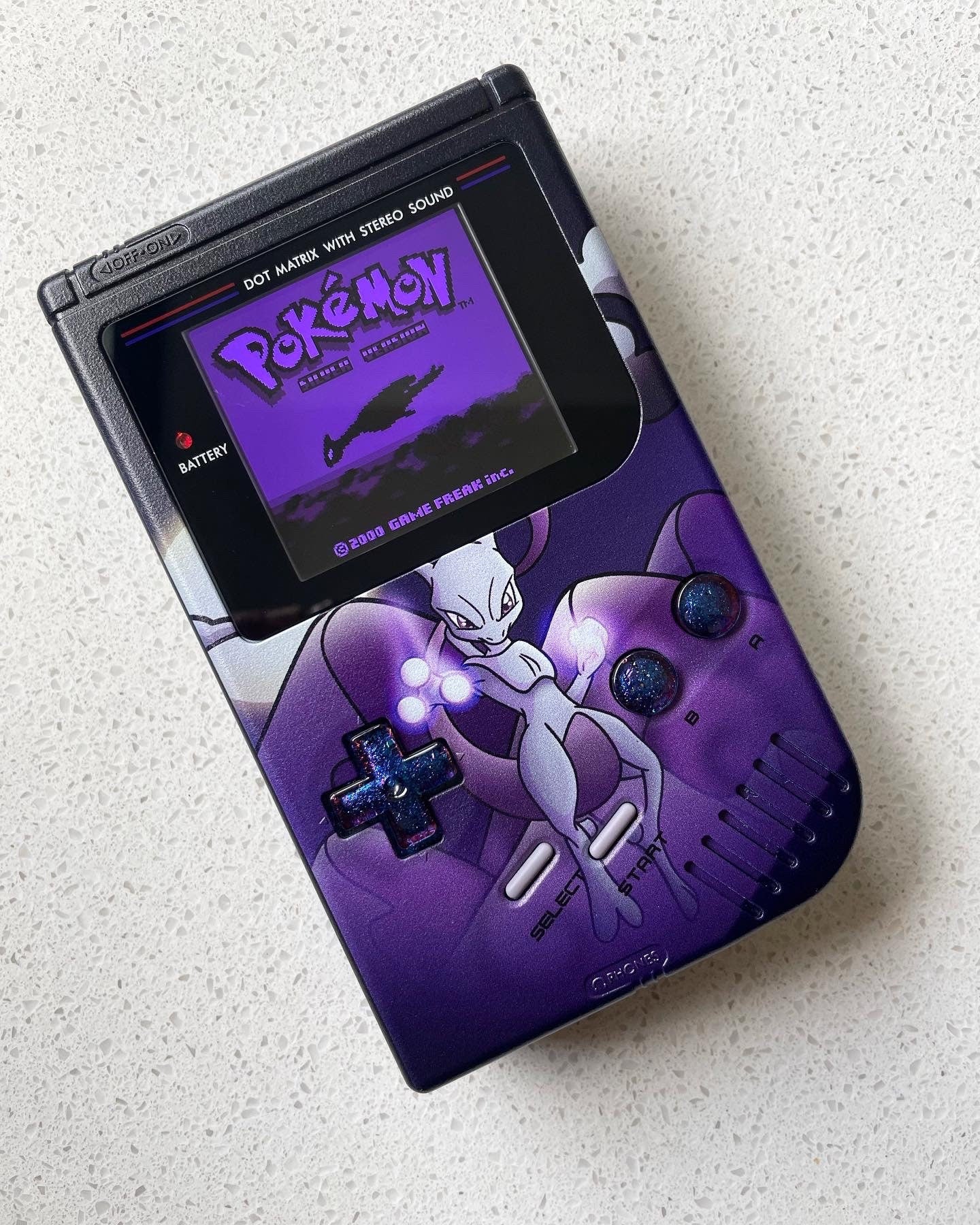 Nintendo Gameboy DMG Game Boy Backlit IPS V2 LCD Play It Loud! Mewtwo Edition