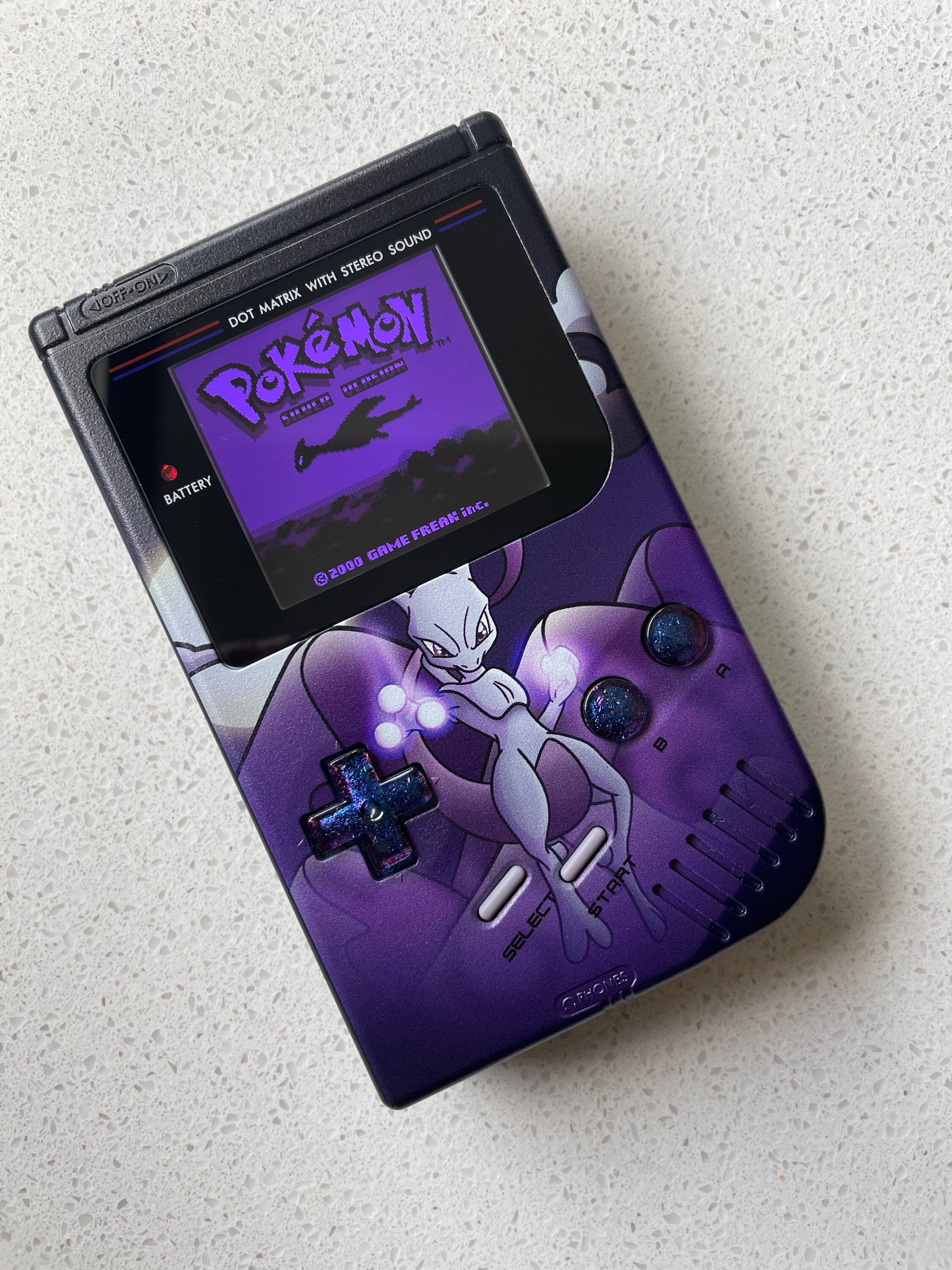 Nintendo Gameboy DMG Game Boy Backlit IPS V2 LCD Play It Loud! Mewtwo Edition