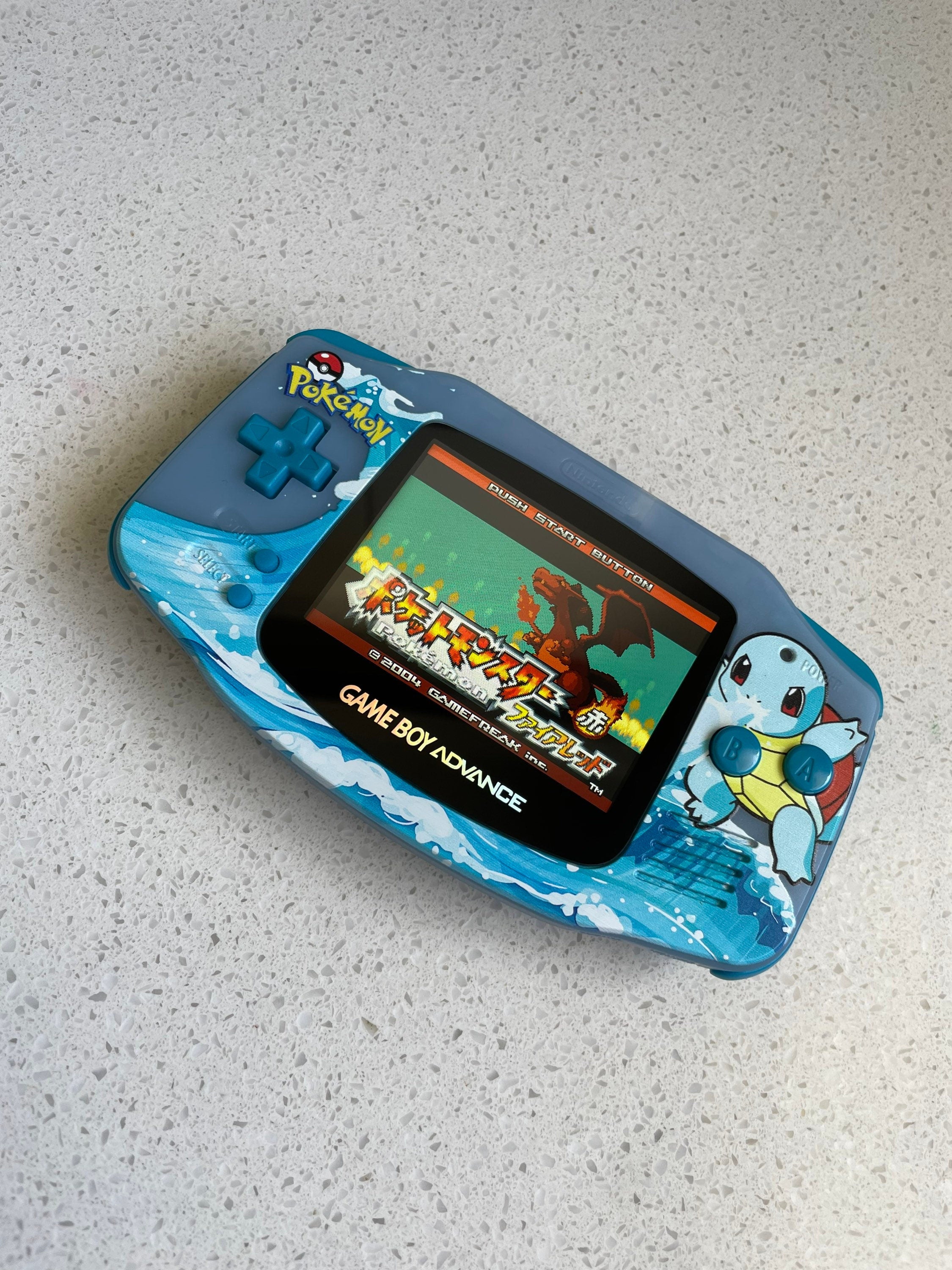 NINTENDO GAME BOY ADVANCE BACKLIT MODIFIED IPS V2 LED LCD SQUIRTLE POKÉMON