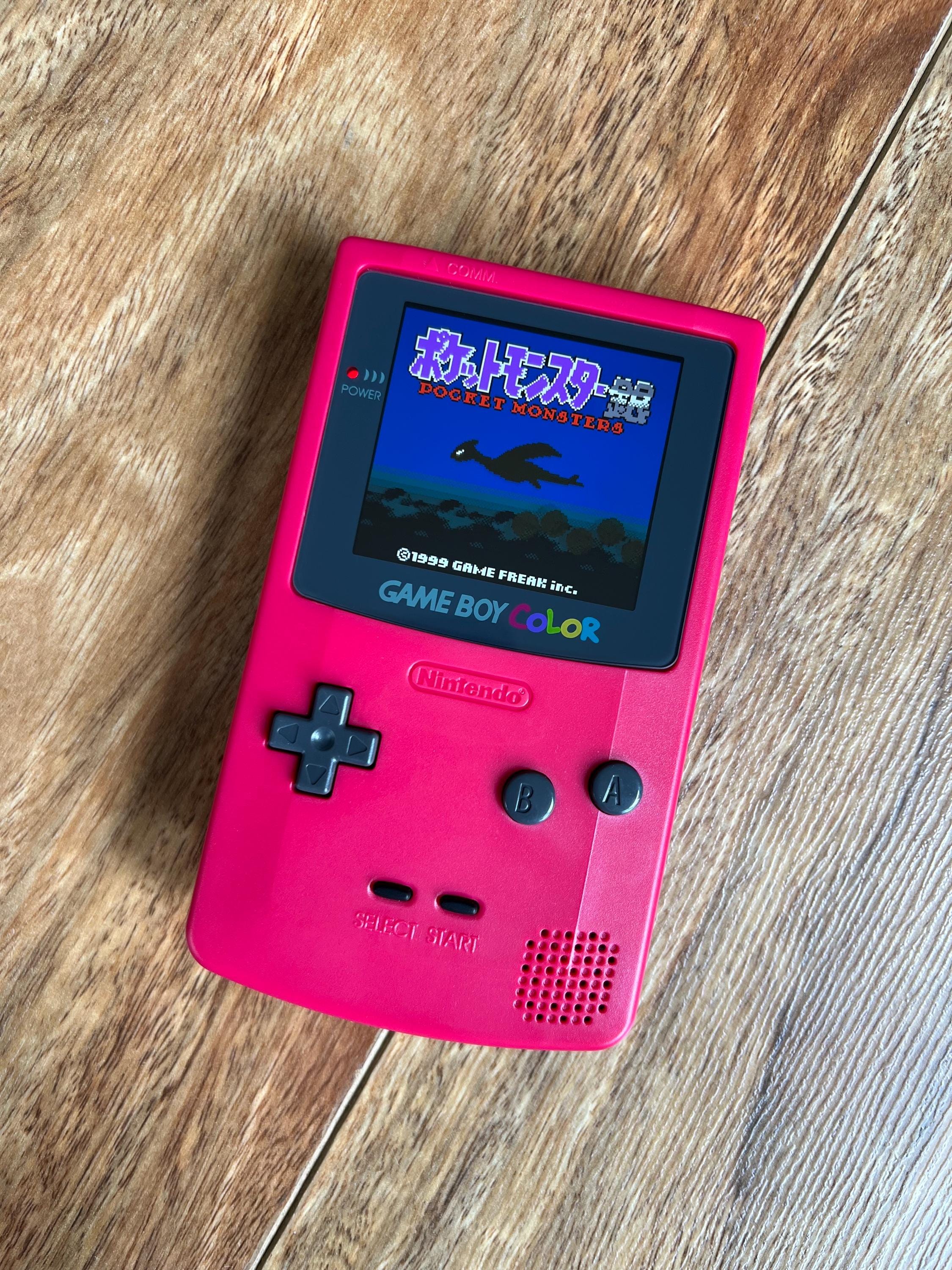 Nintendo Gameboy Color Colour Game Boy BACKLIT IPS Q5 Laminated GBC Berry Red