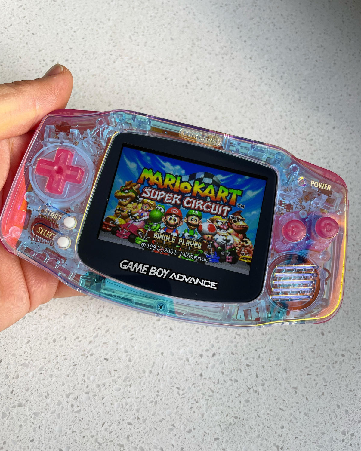 Nintendo Gameboy Advance GBA Game Boy AGB Backlit IPS V5 Crystal Clear Iridescent Aurora Pearlscent