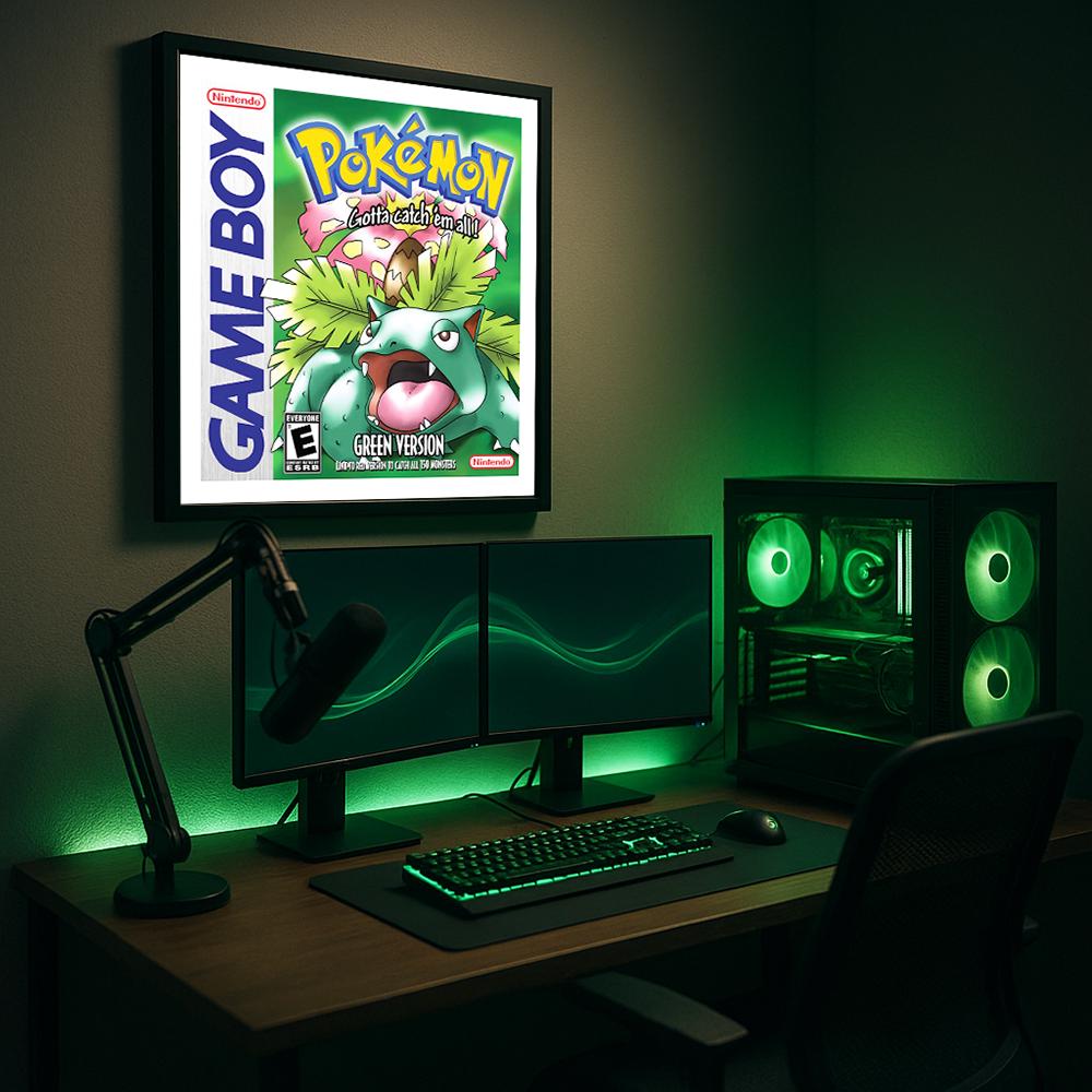 Custom hand-made Pokémon Red/Blue/Green/Yellow Gameboy Box Art Frame